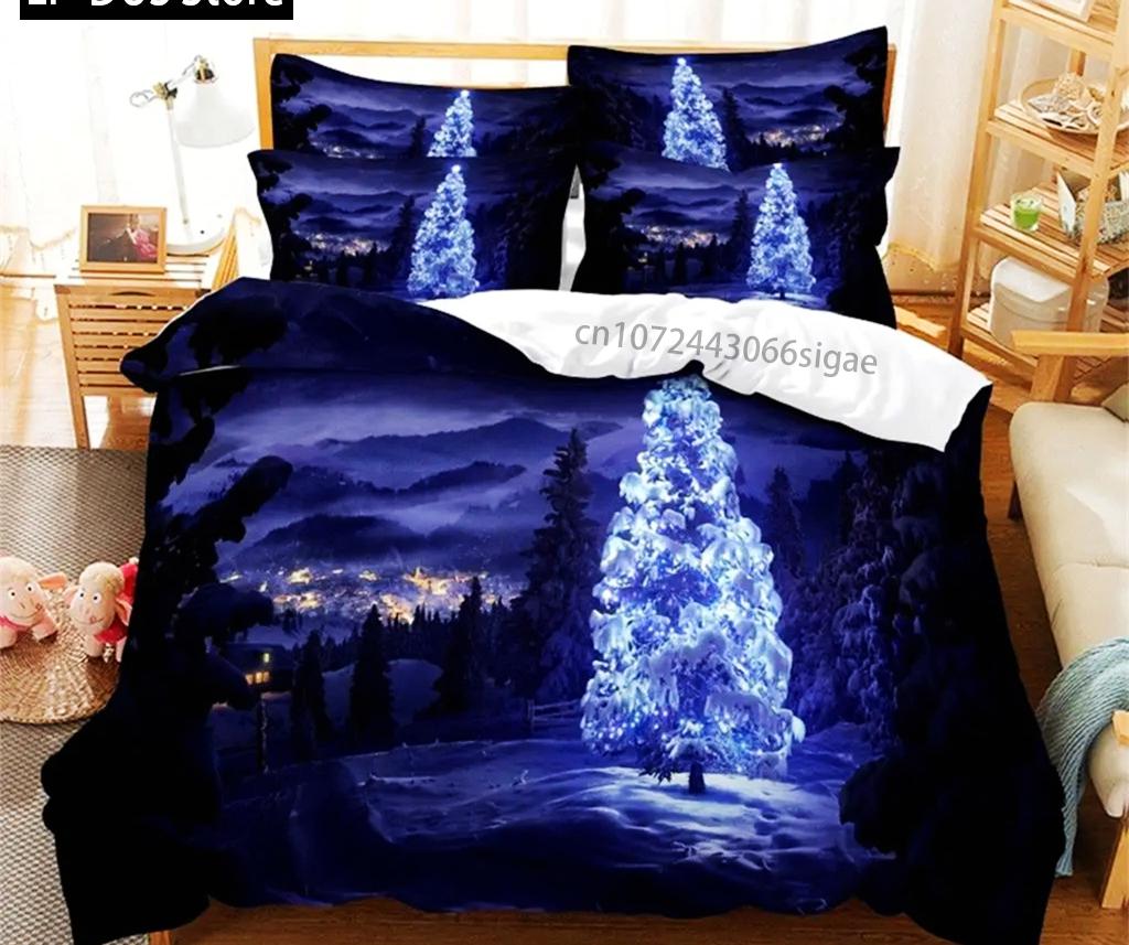 Zestaw pościeli ze sceną zimową Zestaw poszewek na kołdrę Pościel Cyfrowy nadruk Poszewka na kołdrę Rozmiar King Queen Zestaw pościeli Modny design 3-częściowy