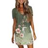 Damenmode Lässiges Kleid mit V-Ausschnitt und kurzen Ärmeln, Kordelzug und Paillettenbedruck