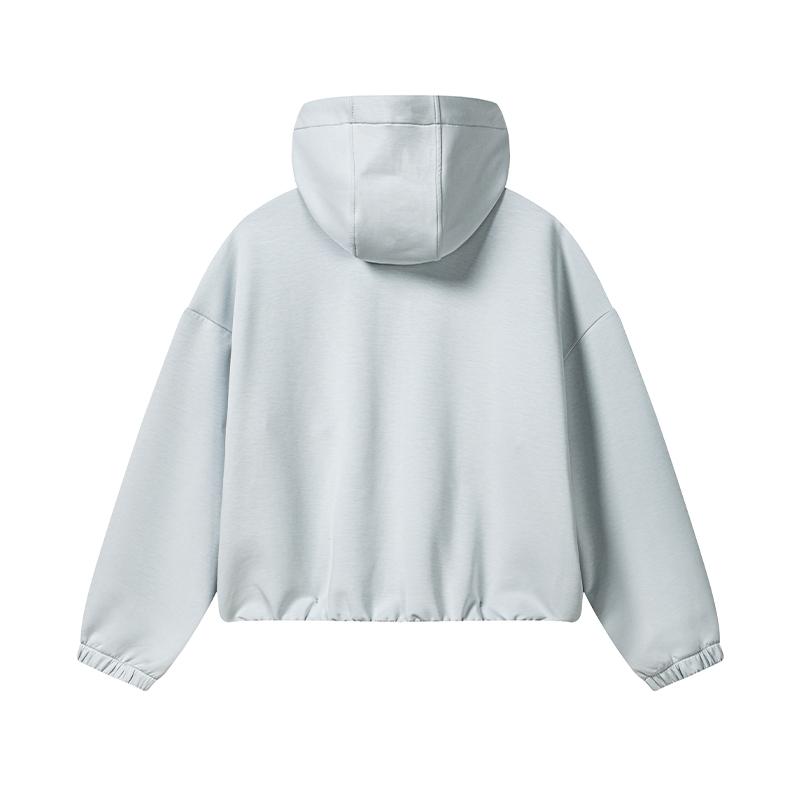 FILA Milano Series Simple Loose Hooded Casual Jacket Women jackets Pearl-Gray F11W635506FGY