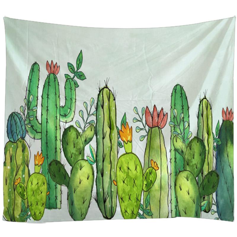 Cactus Decor Tapestry Watercolor Printed Wall Hanging Bedroom Living Room Dorm Tapestry Beach ThrowTable RunnerCloth