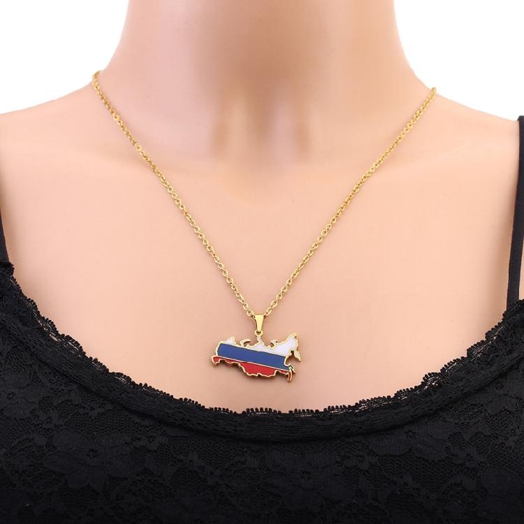 Russia Flag Chain Necklaces National Map Pendant Choker Country Jewelry