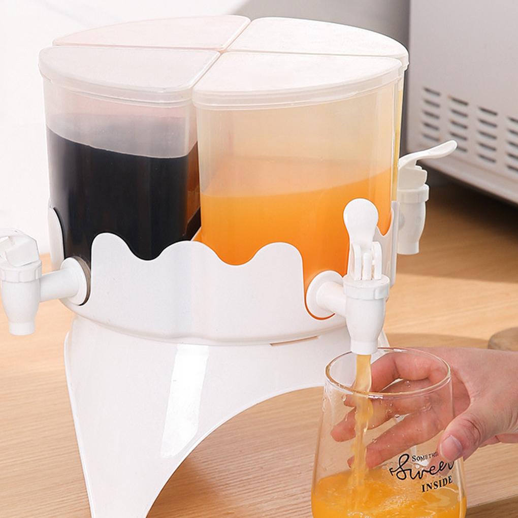 Beverage Dispenser 4L Detachable Fridge Cold Drink Dispenser Large Capacity 4 Compartment Rotating with Spigot for Tea for Home
