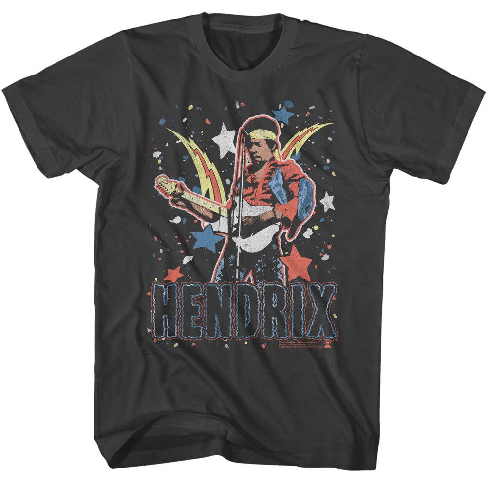 Jimi Hendrix Starburst Lighning Bolts Guitar Men T Shirt Rock Music Merch XXL