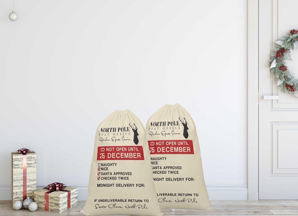 Printtoo Pack Of 2 Pcs Xmas Presents Storage Bags Large Santa Gift Sack With Drawstring Christmas Party Favor 27x20 Inch