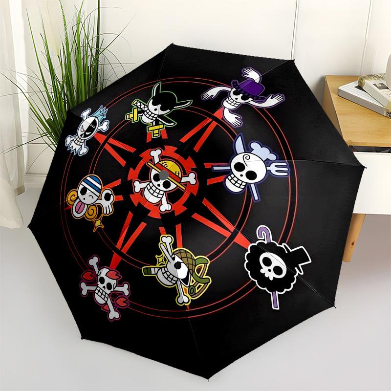 

1pc One Piece Skulls Circular Design Umbrella with Plastic Handle,Suitable for All Seasons Home Travel Outdoor UmbrellaM917