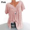 Plus Size Women Summer Casual Loose V Neck Printed Short Sleeve T Shirt Top