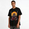 Dark Samurai Dual Swords Print Tee Retro Japanese Street Style Top Pure cotton T-shirt