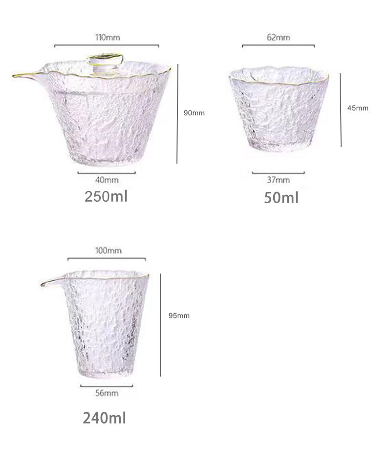 Vysoce kvalitní kladivový skleněný čajový set, japonská konvice, čínský kung-fu čajový obřad, hrnky na kávu, skleněný hrnek, gaiwan čajové nádobí