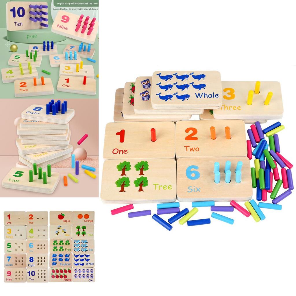 Wooden Montessori Math Learning Stick Color Recognition Matching Board Educational Toy For Early Childhood