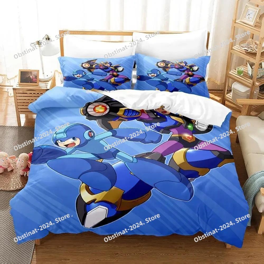 Mega Man X DiVE Bedding Set Printed Duvet Cover Sheet Pillowcase Bed Soft Quilt Cover Full Queen King Size Anime Bed Sheet Set