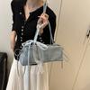 2026 Bow Lace Shoulder Bag Solid Color Casual Lady Handbag Small Square Bag PU Leather Women Armpit Bag