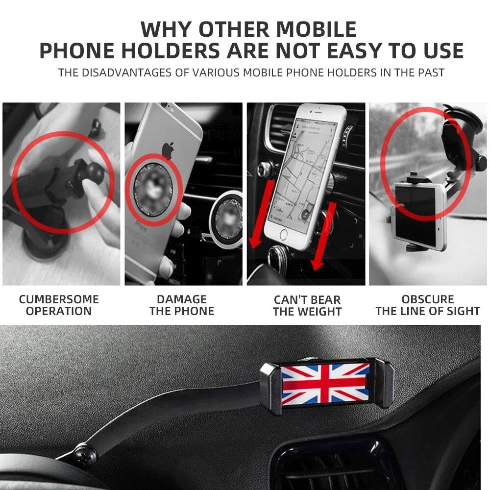 Suport Auto Pliabil pentru Telefon Mobil Aliaj Aluminiu Bord GPS Suport Telefon Inteligent pentru MINI R50 R52 R53 R55 R56 R60 R61