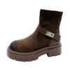 Thick-soled heightening suede thin boots elastic boots women's 2025 autumn new retro wind wipe head British style Martin boots