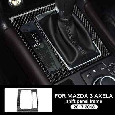 Fibra de carbono carro console engrenagem mudança painel quadro capa moldagem guarnição para mazda 3 axela 2017 2018 acessórios para veículos