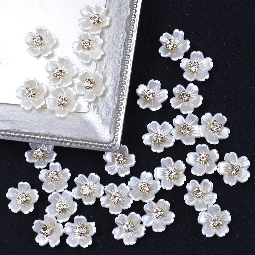 30pcs Acrylic Flower Rhinestone White Patch Decoration Beads for Jewelry DIY Party Party Holiday Decoration Clothing Accessories