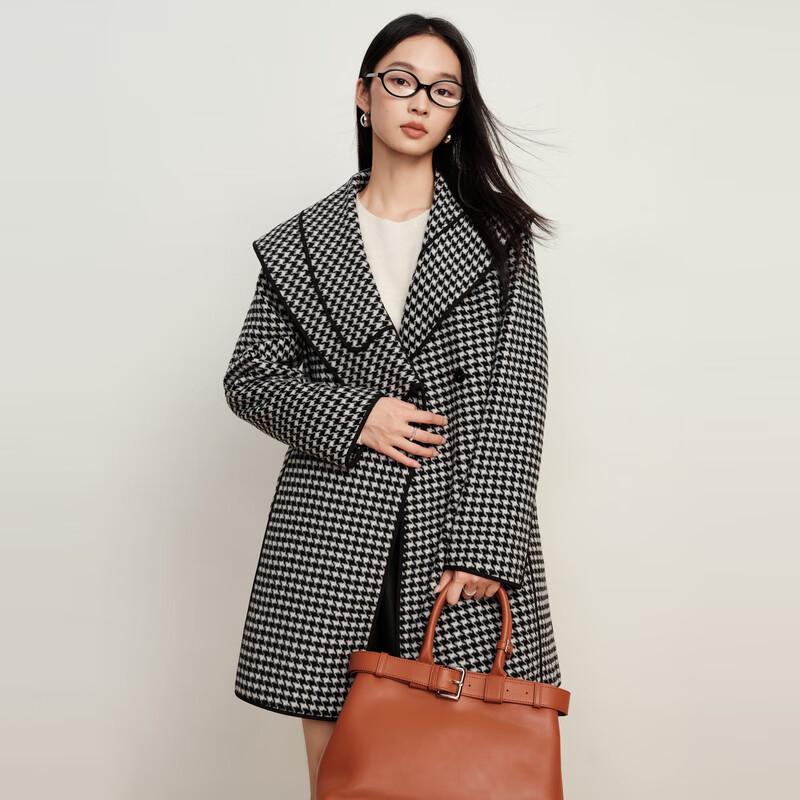 

Elva Island Women s Houndstooth Wool Blend Short Coat M