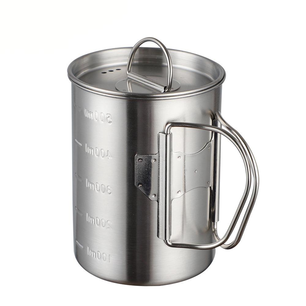 350/500ml Campingbecher mit Deckel Wasserbecher Outdoor Camping Kaffeetasse Für Wandern Reisen
