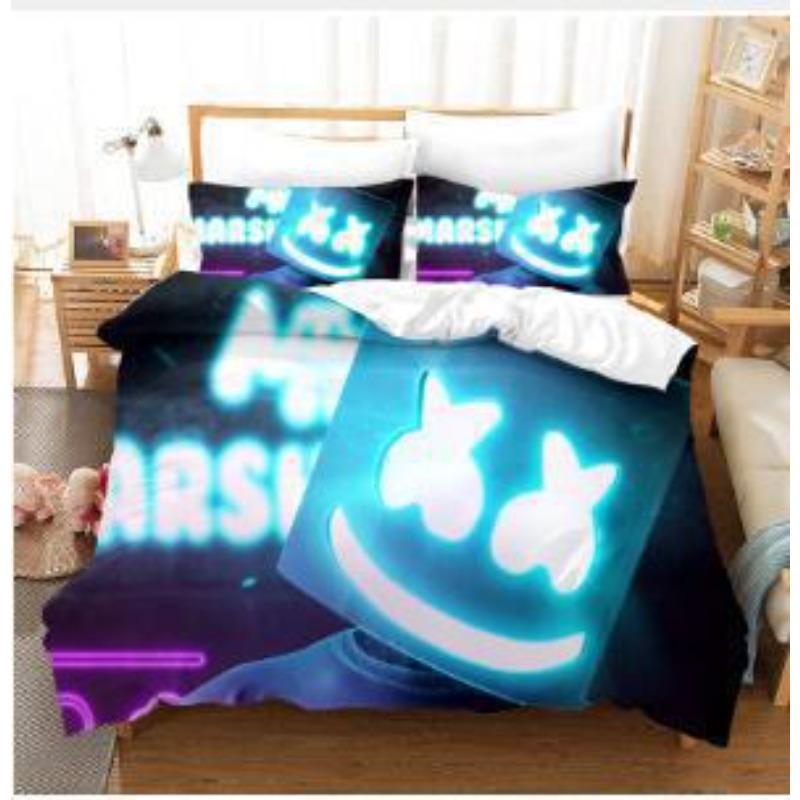 Home Textile Bedding Three-Piece Set 3D Digital Printing Cartoon Marshmallow Quilt Cover Pillowcase