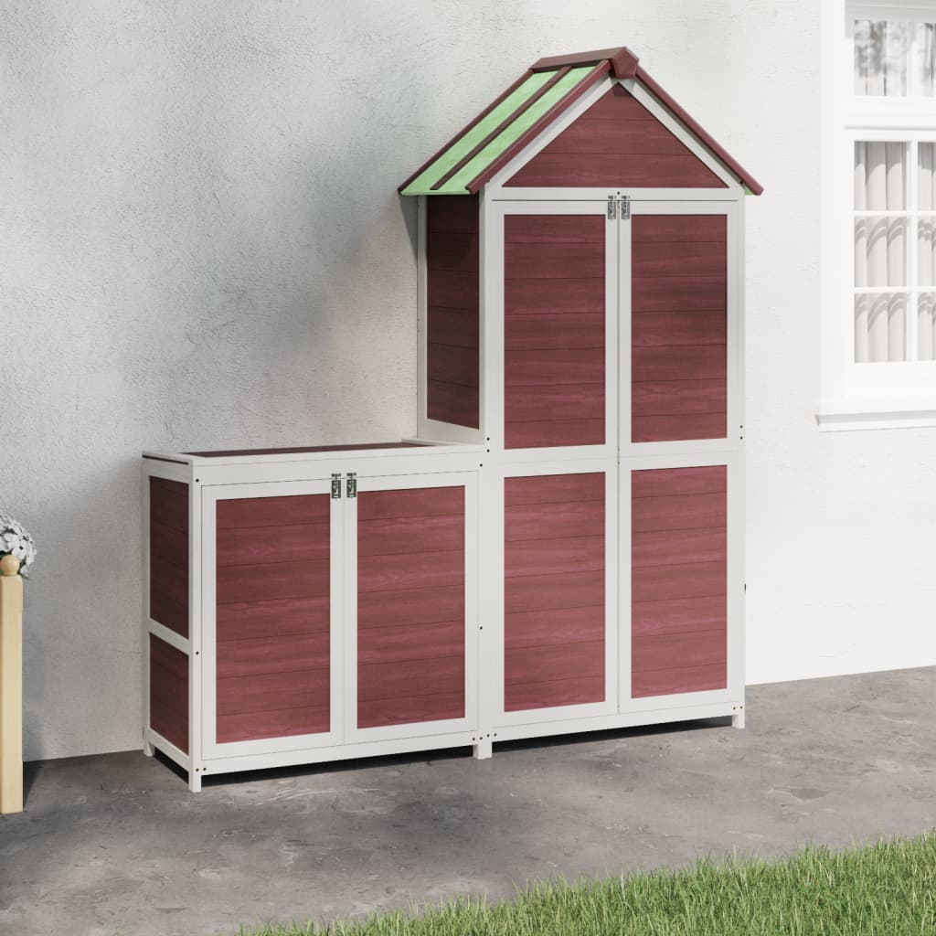 2 Piece Garden Shed Set Mocha Solid Pine Wood