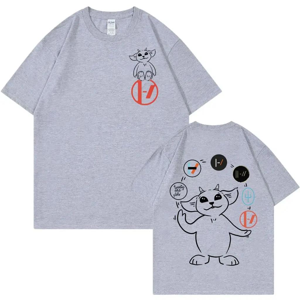 2026 T-shirt Estiva in Cotone da Uomo con Logo dei Twenty One Pilots Stile Cartone Animato Moda Rock Hip Hop Manica Corta T-shirt Larga Casual