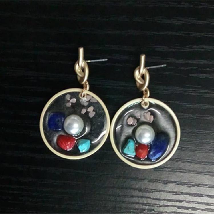 

Корейская версия, темперамент для девочек, новые длинные серьги с натуральным камнем и жемчугом, простые серьги в стиле ретро, ​​серьги