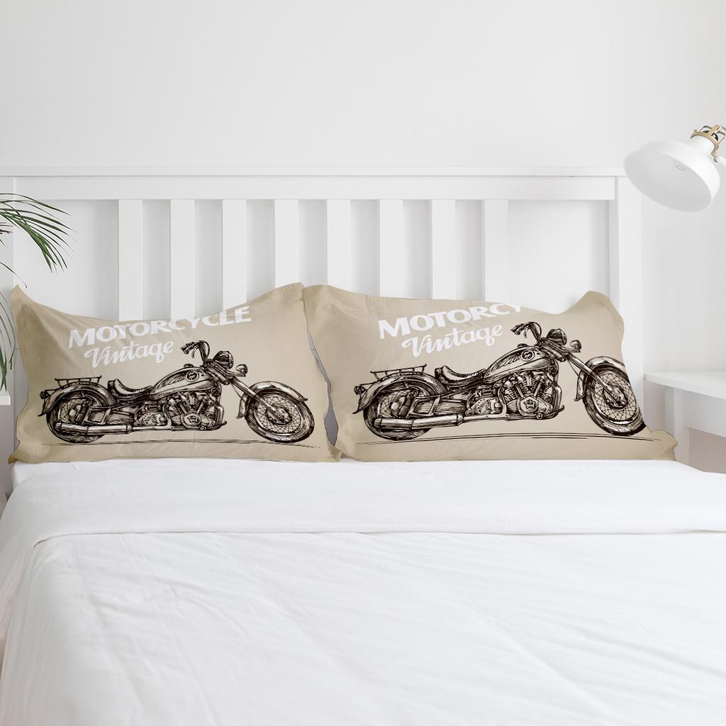 Vintage Motorcycle Bedding Set 3pcs Boys Girls Duvet Cover Pillowcase Kids Adult Quilt Cover Double Bed Set Home Textile