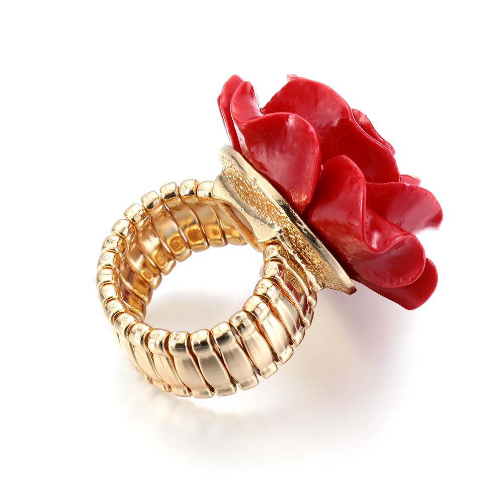 Jewelry Wedding Party Fashion Flower Floral Resin Rose Ring Statement Carved