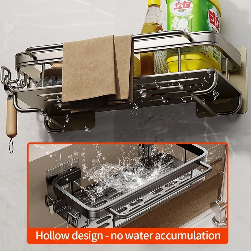 No Drill Adhesive Kitchen Shelf Cleaning Cloth Storage Draining Rack Household Detergent Sponge Rack Water Sink Water Sink
