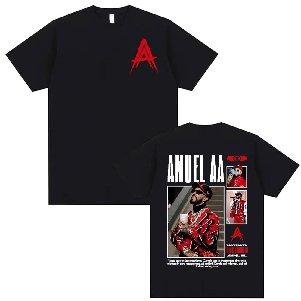 Rapper Anuel AA Rhlm 2 Album 2026 Merch Tshirts Mens Clothing High Street Vintage Style T Shirt Cotton T Shirts