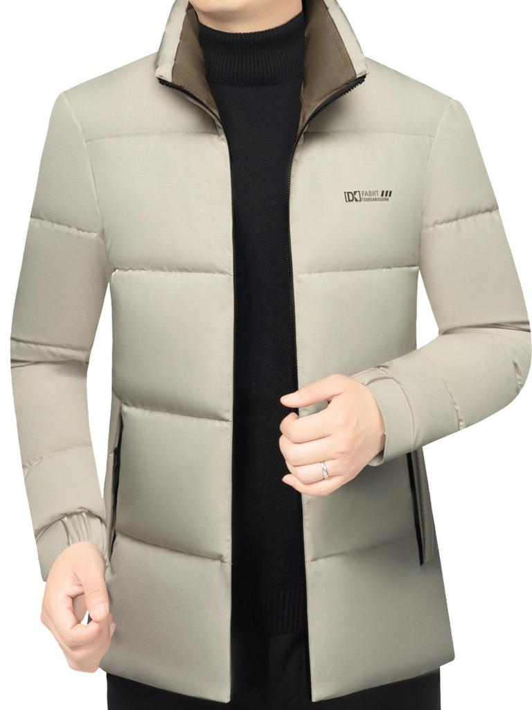Men's 2025 Winter Stand-up Collar Warm Cotton Jacket - Fashionable Business Bread Jacket for Middle-aged Dads