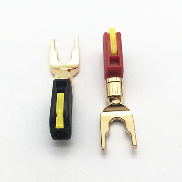Gold-Plated 4MM No-Weld Y-Shaped Banana Plug with Self-Locking Snap-Fit Socket