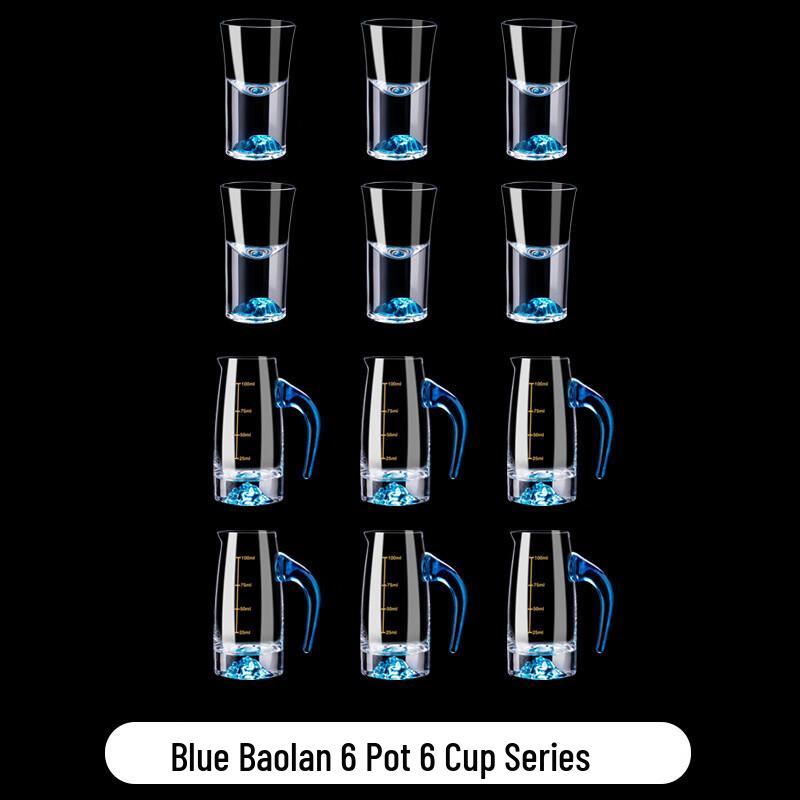 Glass Baijiu Decanter and Cup Set 6 Pots 6 Cups
