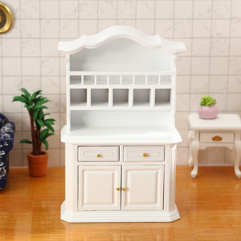 1:12 Scale Miniature Dollhouse Wooden Bookcase Display Cabinet Craft Collection Decor