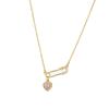 Personality Pin Shape Full Diamond Love Heart Pendant Necklace Light Luxury Titanium Steel Necklace Women's Fashion