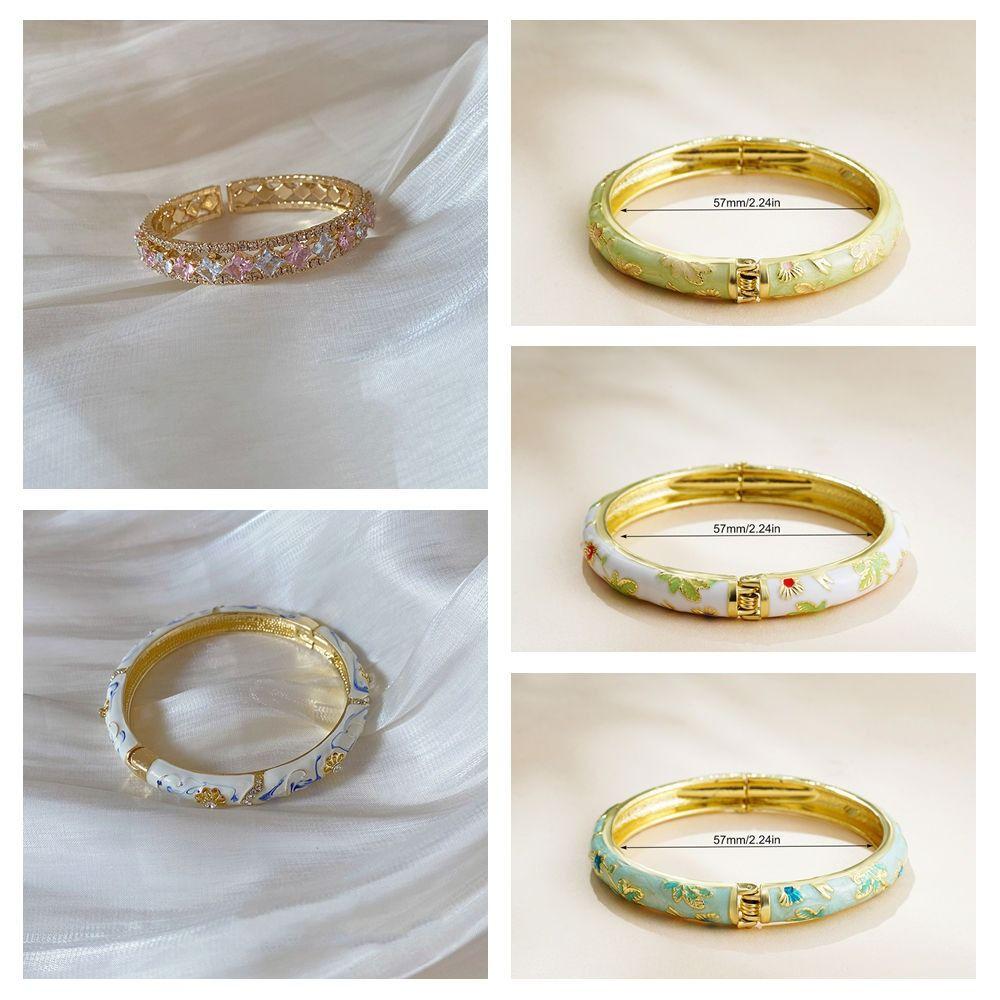 Traditional Hollow Out Flower Bangle Chinese Women's Hand Bracelet  Jewelry Gifts