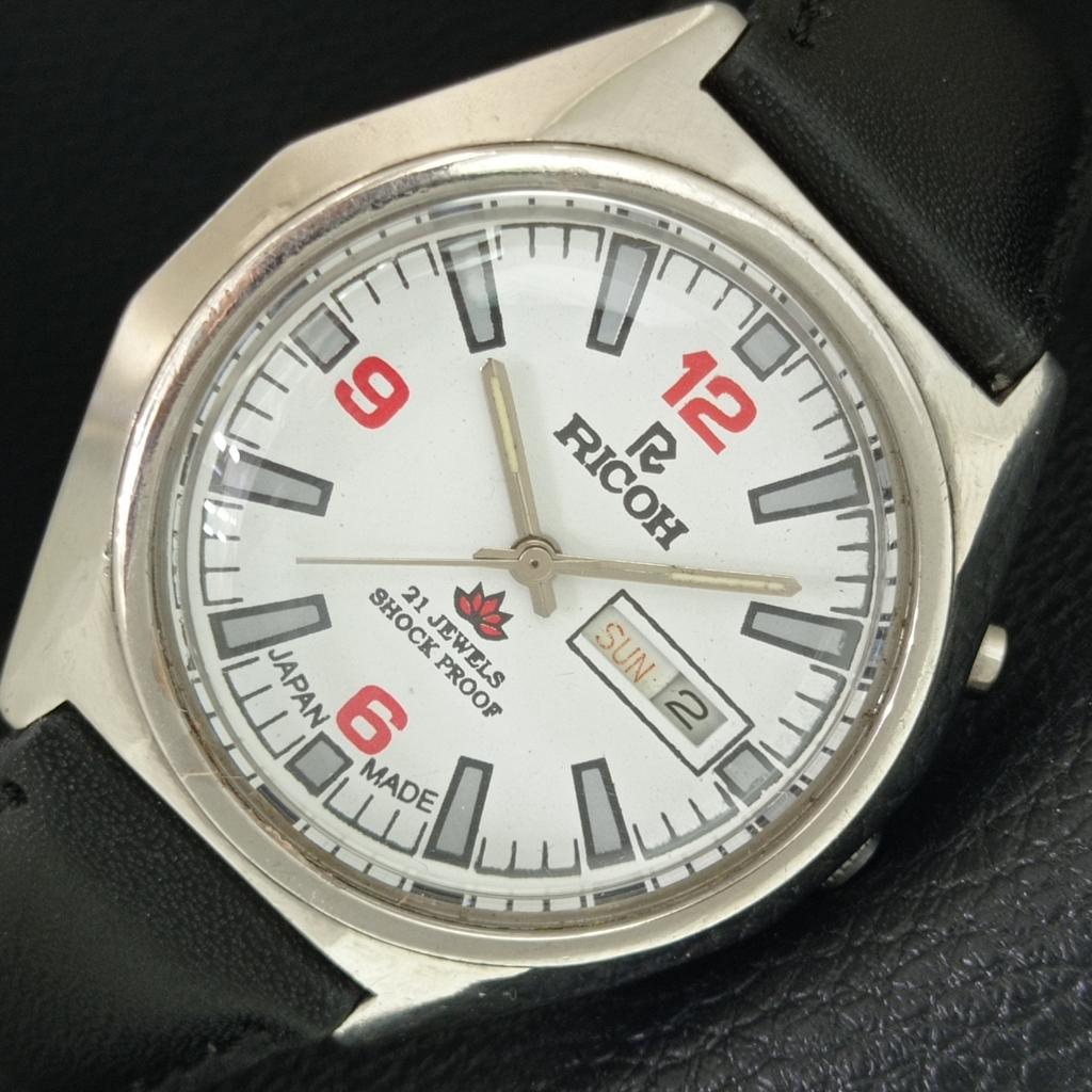 

AUTOMATIC VINTAGE RICOH R31 JAPAN MENS WHITE COLOR DIAL WATCH a707634-1