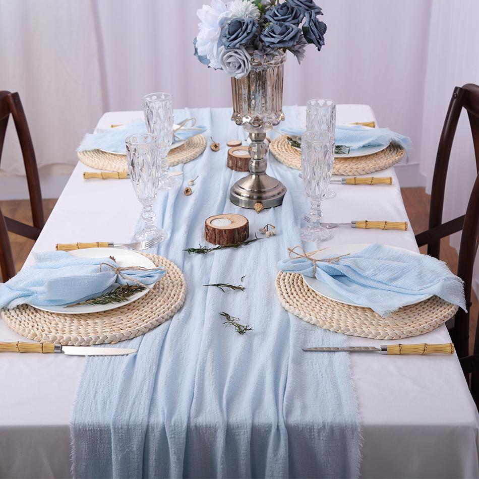 Hochzeitsdekoration Tischläufer, Natürliches Rohkanten-Design, Teetisch Stuhl Dekoration, Perfekt für Hochzeit Geburtstag Party Feiertag