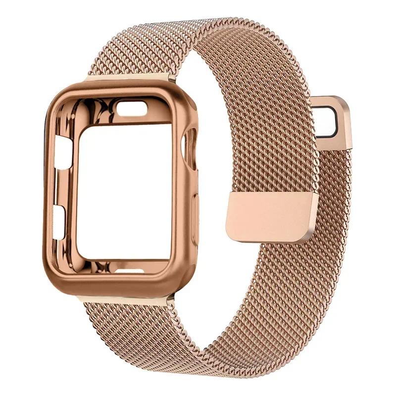 Custodia Milanese+Cinturino per Apple Watch Band 9 8 7 6 SE 5 4 49MM 41mm 40mm 44mm 42mm 38mm Cinturino per Iwatch Serie 9 Correa 45mm
