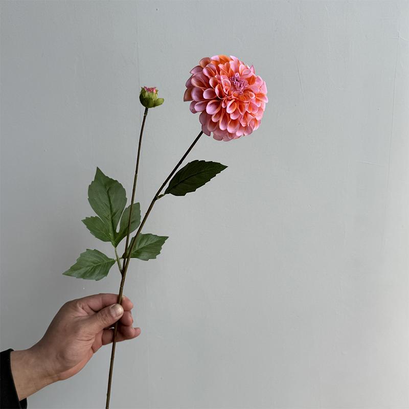 Artificial Moisturizing 2Head Dahlia Real Touch Flowers Bridal Bouquet Wedding Decoration Party Floral Home Decor Dahlia