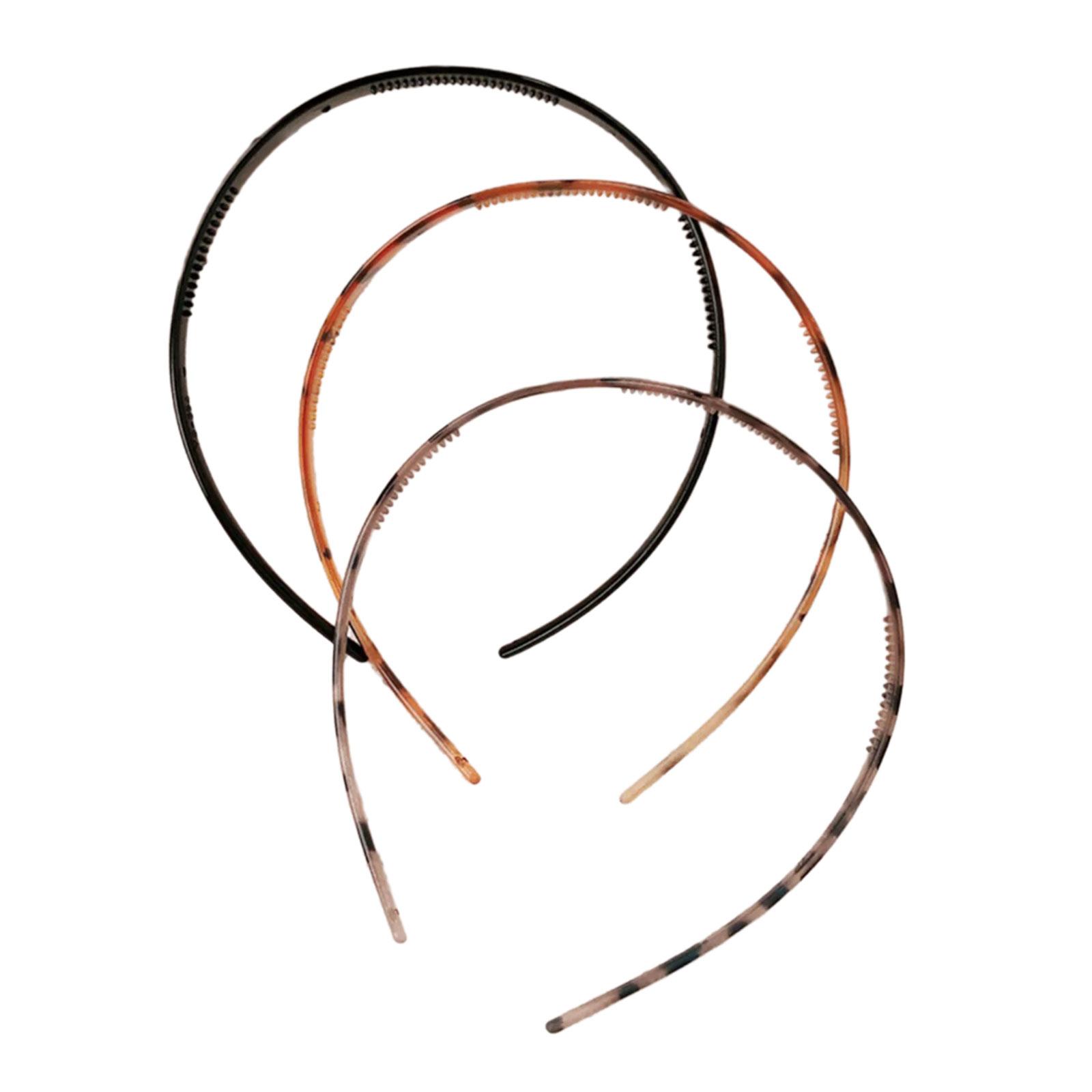 

3 шт. Тонкие пластиковые обручи для волос для женщин, мужчин и девочек, Нескользящие зубчики, Мягкие повязки на голову, Акриловый пластиковый обруч