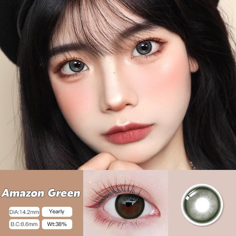 Mrs.H New Arraived Contact Lenses With Power 0-800 Green  Blue Lens 6 Month 2Pcs
