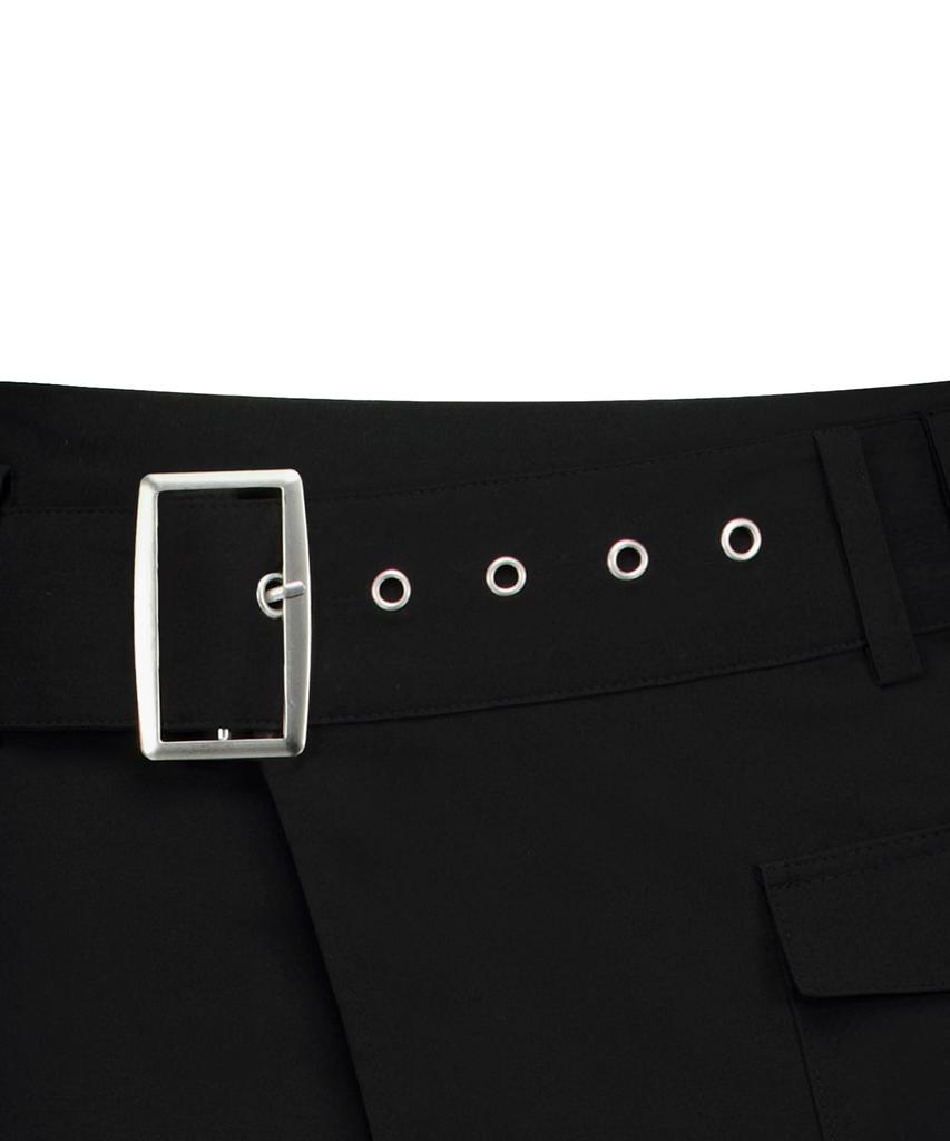 ROCKCAKE Wide Belt Wrap Skirt - Black