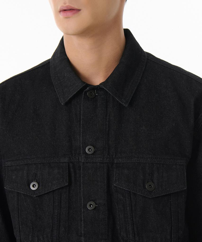 Musinsa Standard Relaxed Denim Trucker Jacket [Raw Black]