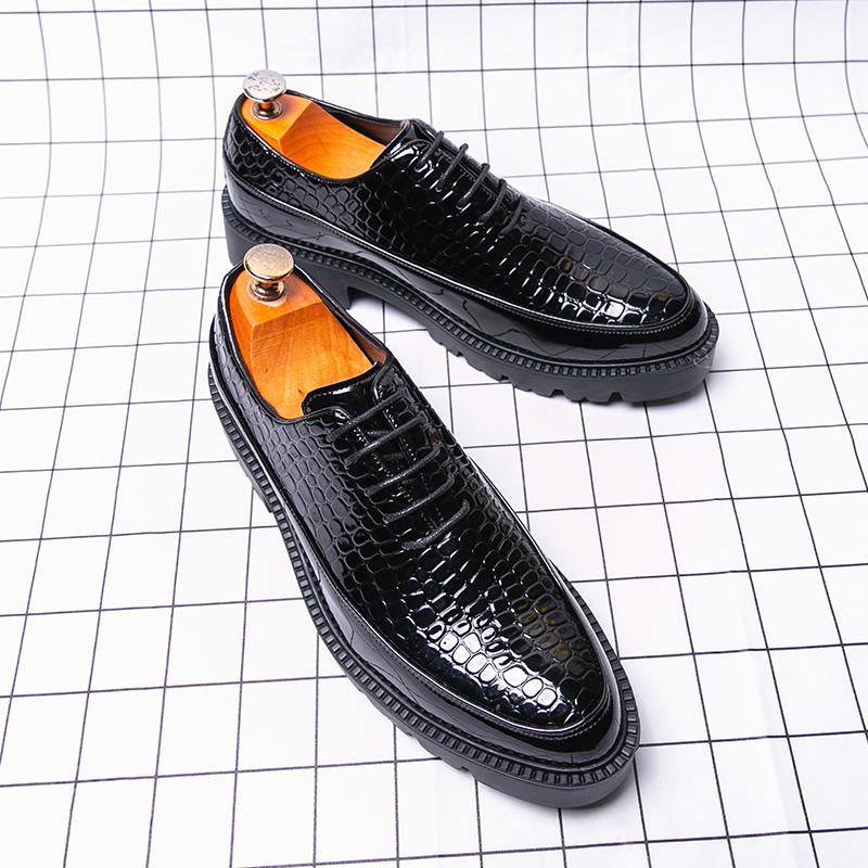 Fashion Classic Men Height-increasing Derby Shoes Men Thick-soled Anti-slip Lace-up Business Office Brand Leather Shoes Men Sizes 38-46