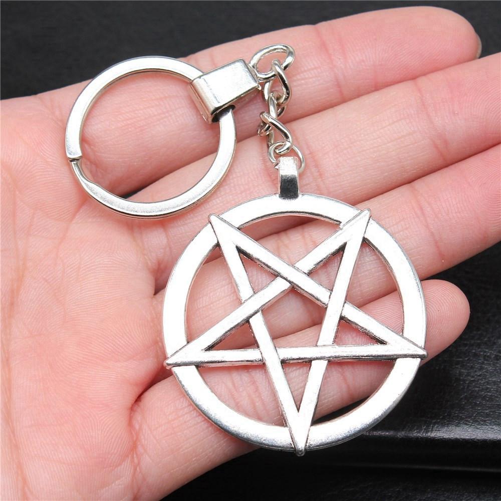 30mm Keychains Sun Moon Pentagram Vintage Jewelry Supplies QY047