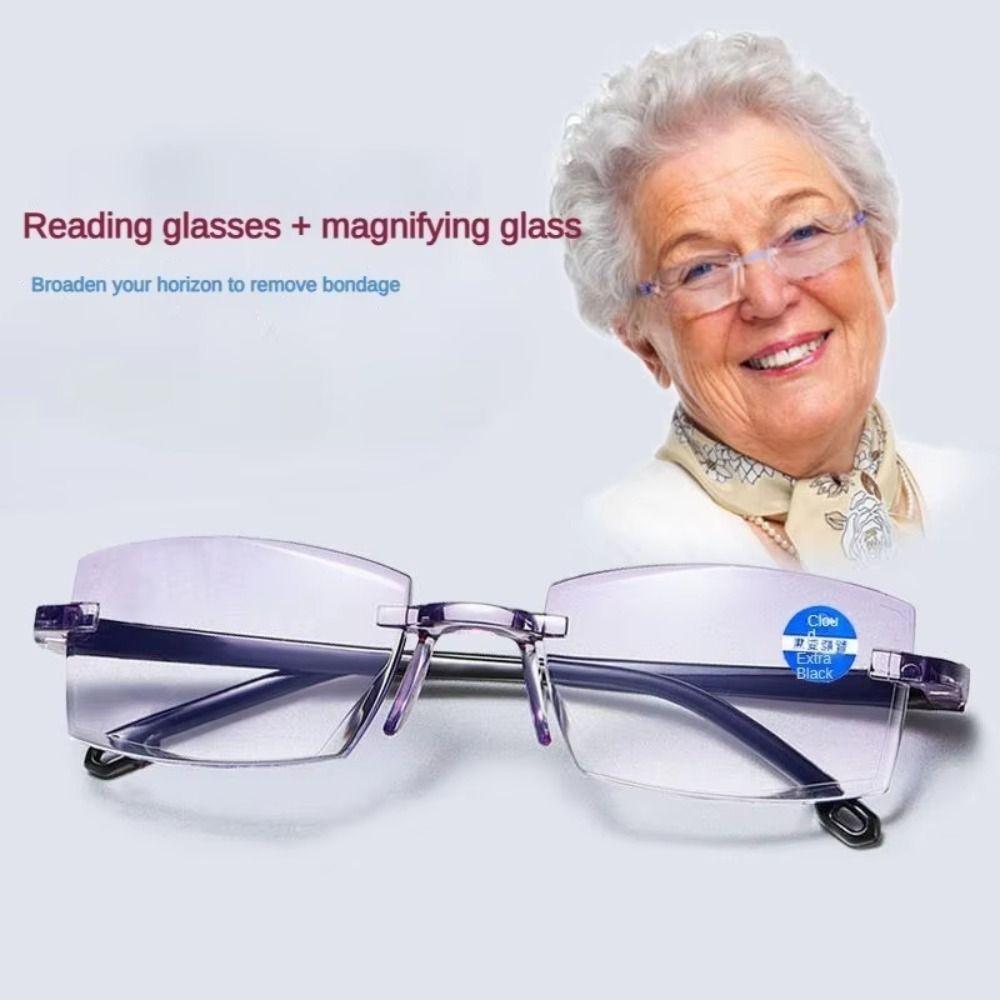 Frameless Presbyopia Eyeglasses Square Frame Anti-blue Light Glasses Vision Care