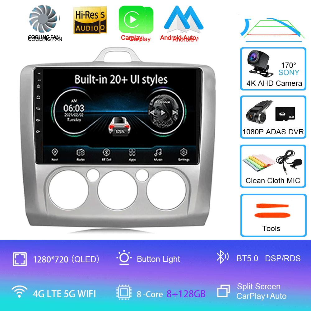 Android14 Carplay Auto For Ford Focus  Mk2 Mk3 2004 2005 2006 2007 - 2011 Multimedia Car Radio Player DSP WIFI+4G 2DIN Stereo