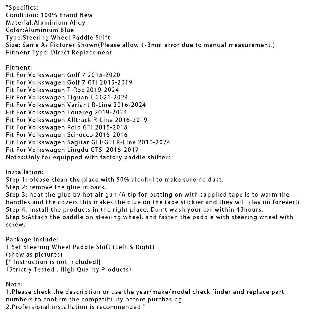 Extensie Padele Volan Pentru VW Golf 7 T-ROC Aluminiu Albastru