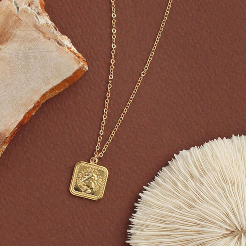 AUGUST ALICE 18k Gold Square Medallion Necklace