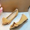 Comfortable Pointed-Toe Knit Brand Low-Heel Pumps for Women Fashion Pleated Design Flats Elegant Commuter Soft-Sole Office Shoes